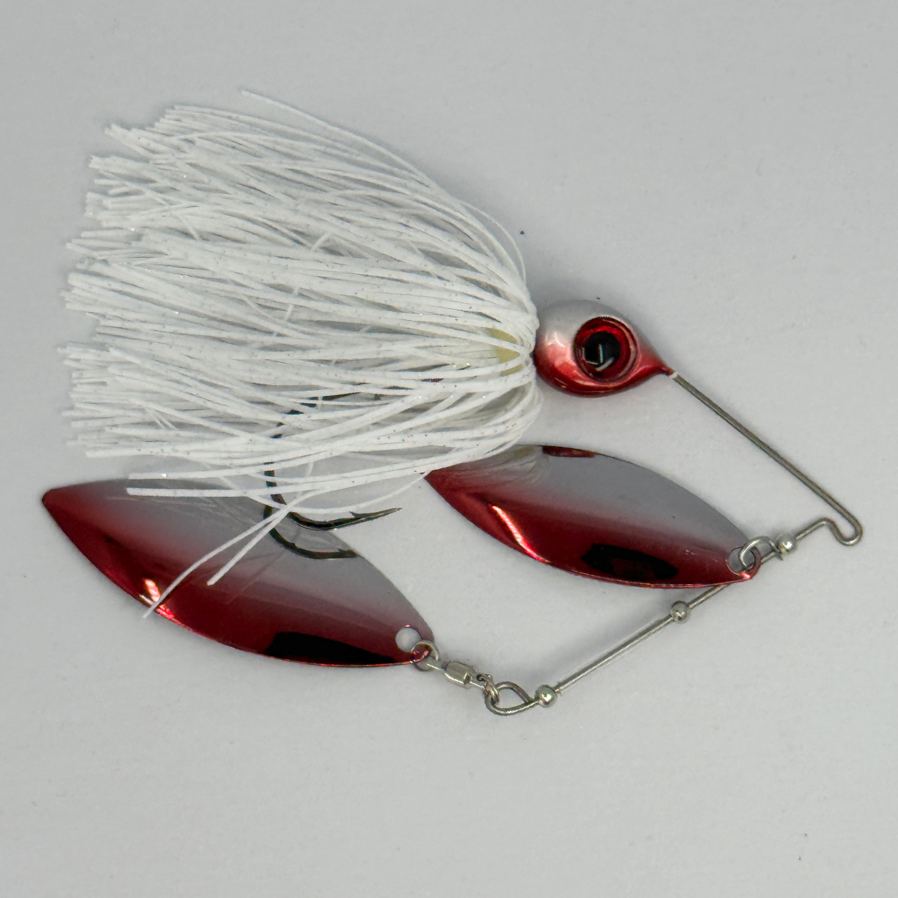 Head Hunter Nasty 50/50 Double Willow Spinnerbait Red Shiner White Silver Glitter