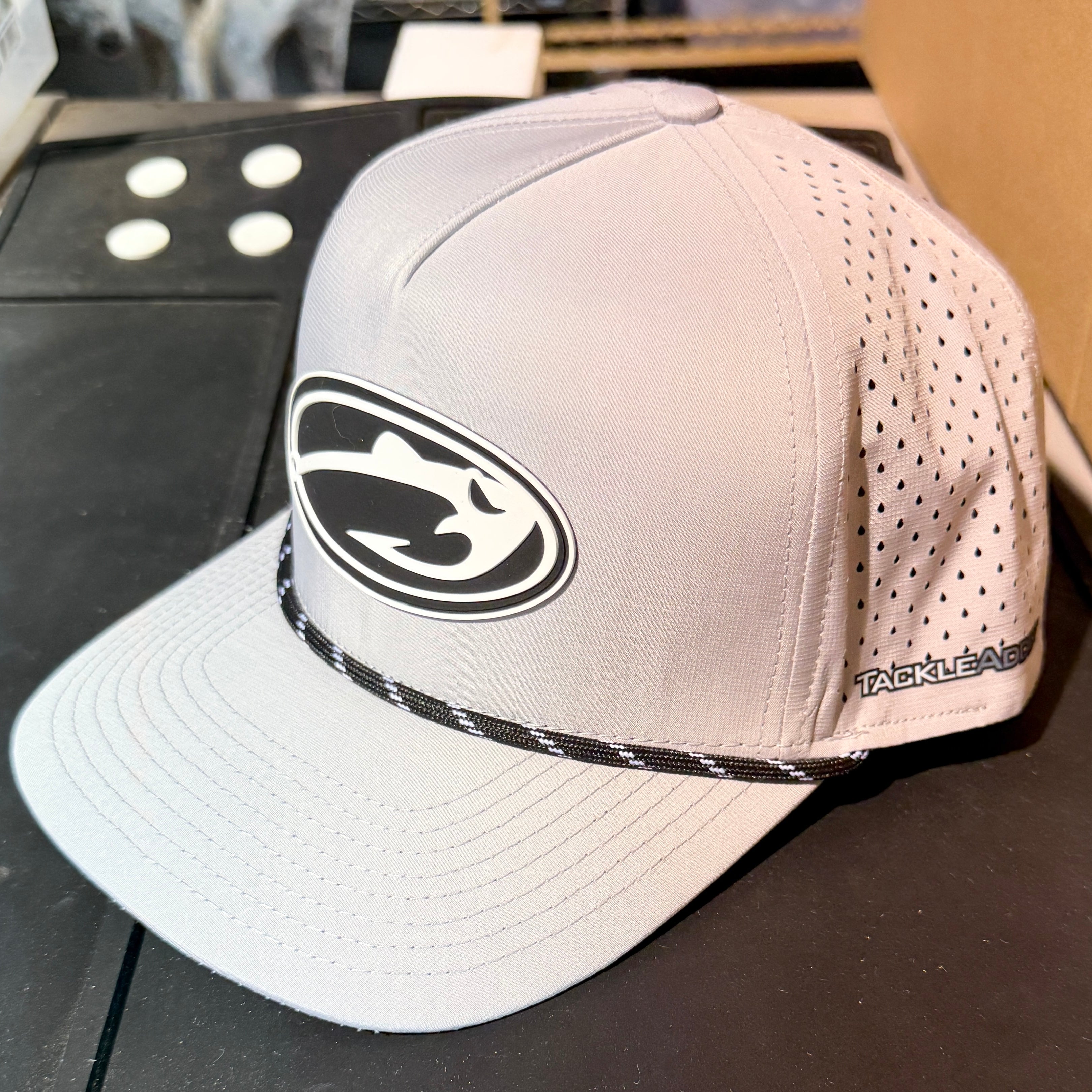 Tackle Addict Hat Grey Blk rope w Logo