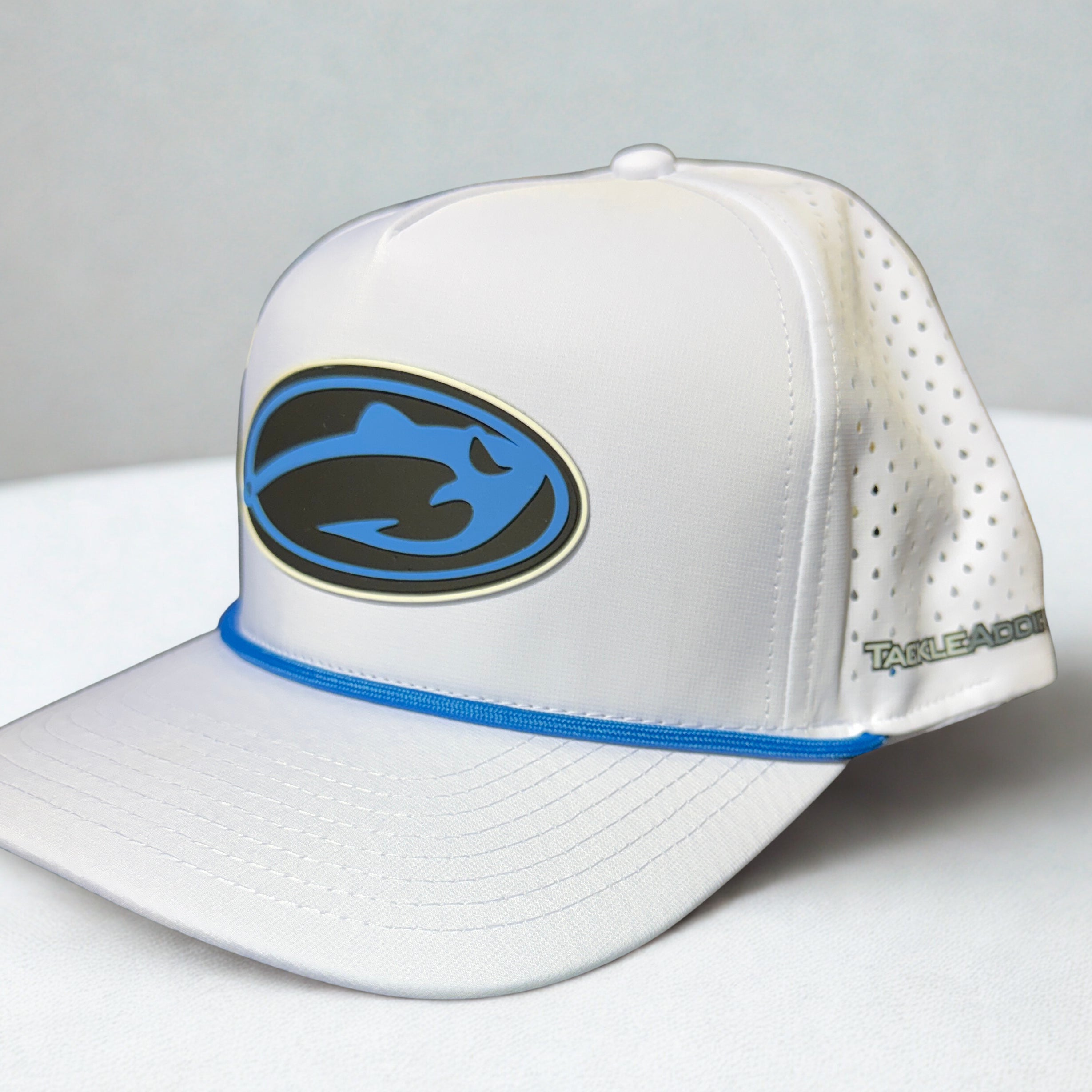Tackle Addict Hat White Blue Rope w Logo