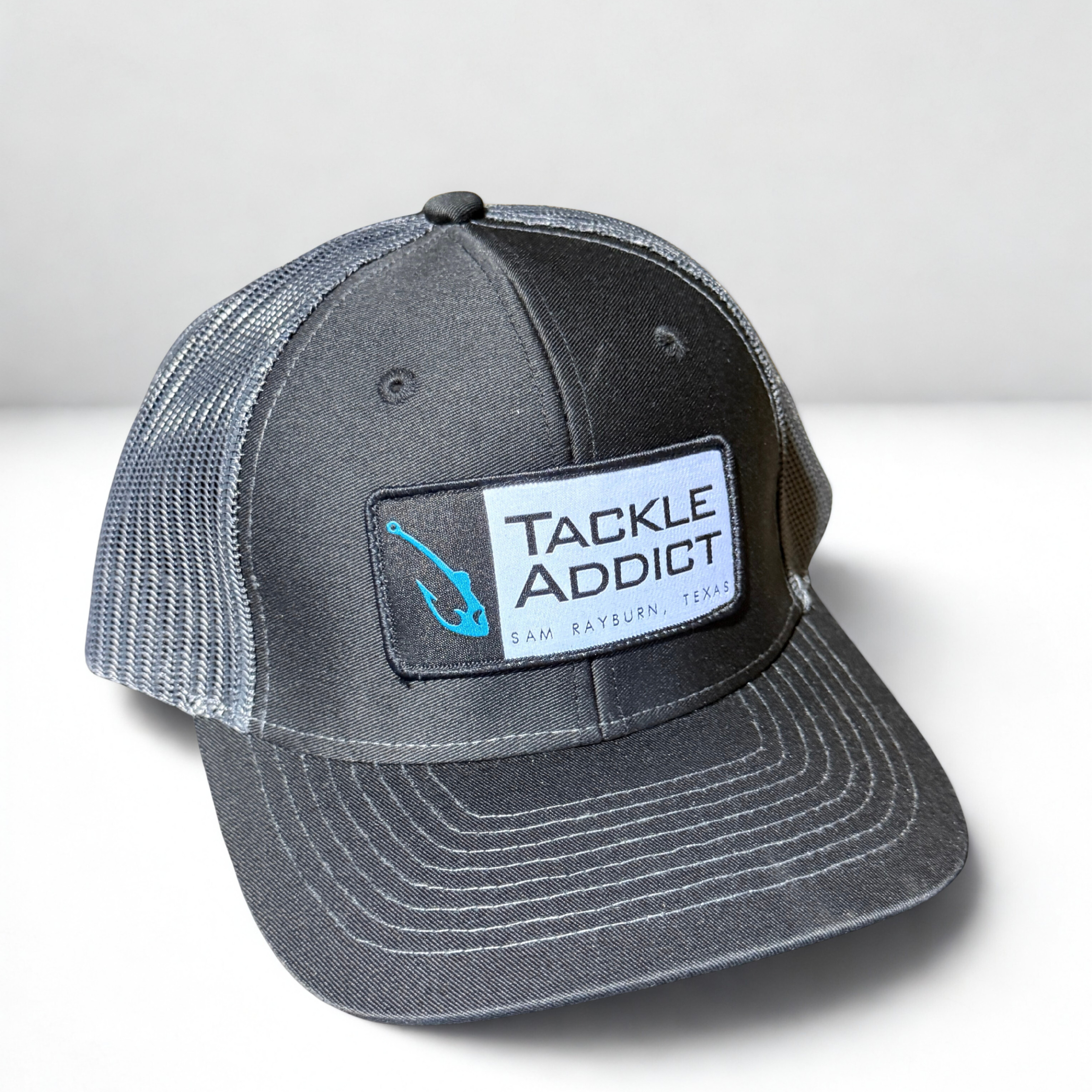 Tackle Addict Hat Black Patch w Gray Mesh