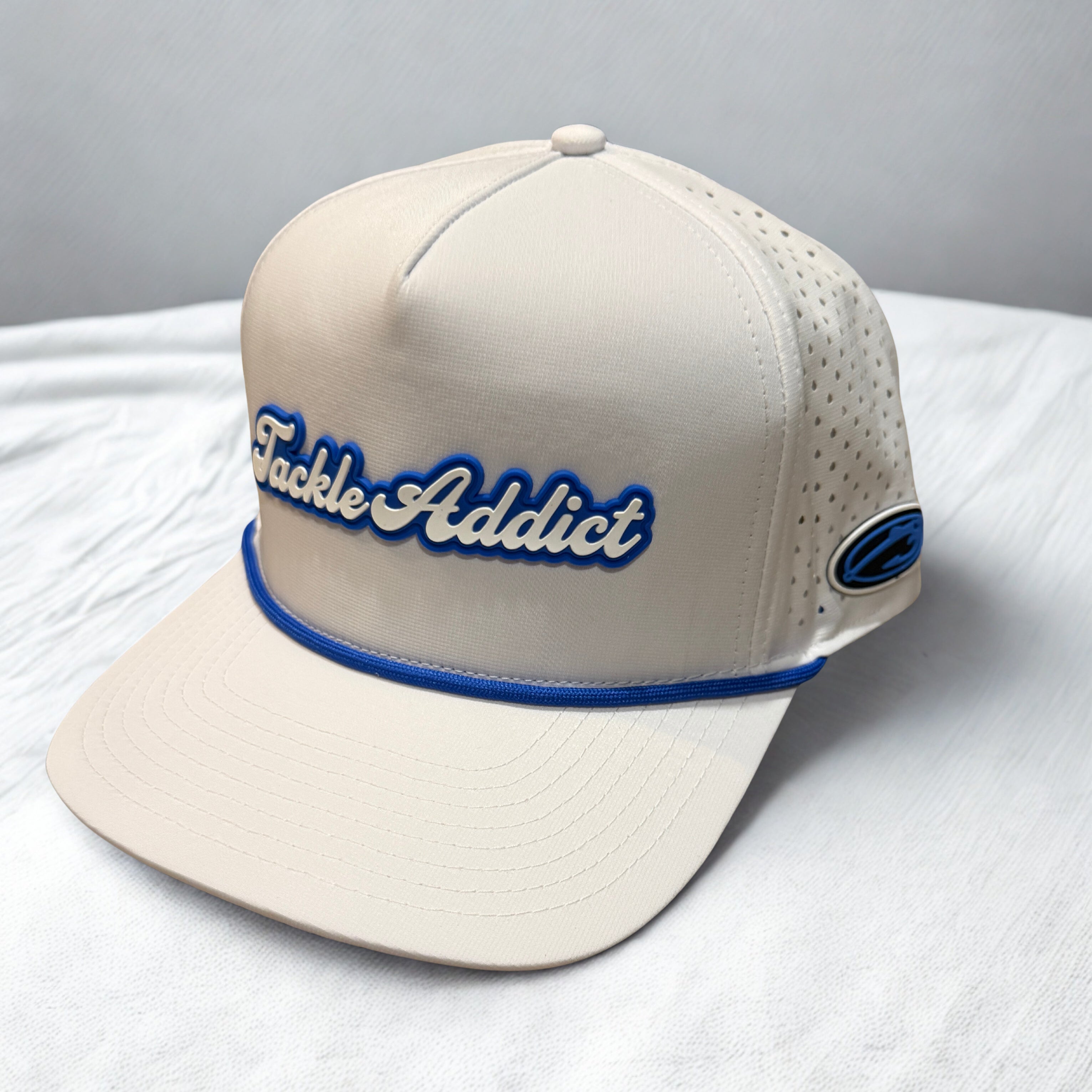 Tackle Addict Hat White Blue Rope w Tackle Addict