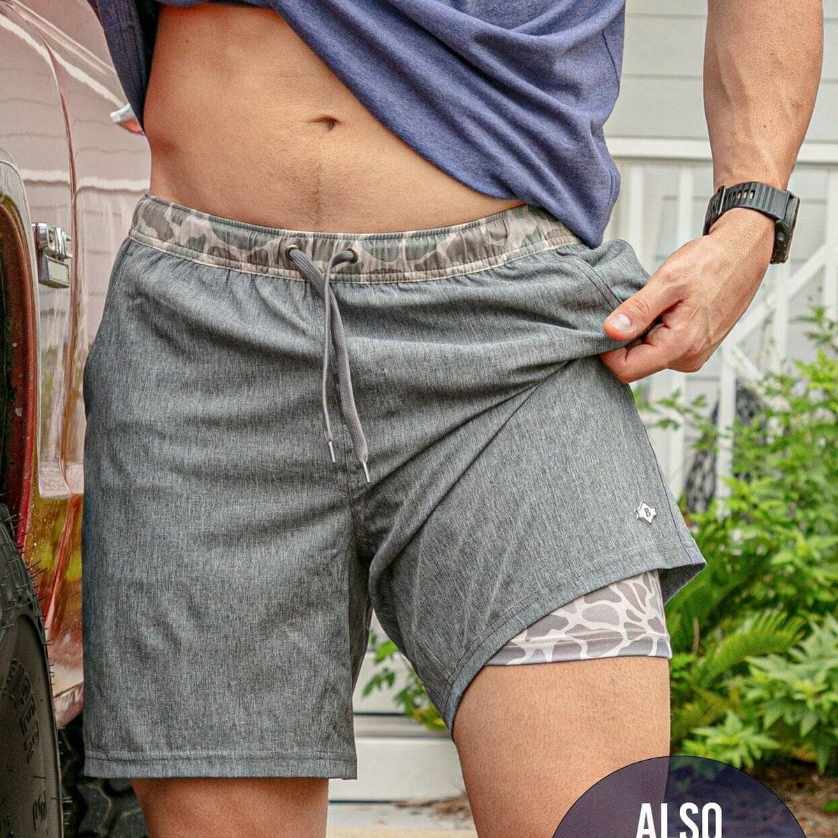 Burlebo Athletic Shorts Gray w Classic Deer Camo