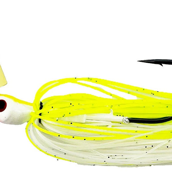 Hag's Hurricane Bladed Jig White Chartreuse - Gold Blade