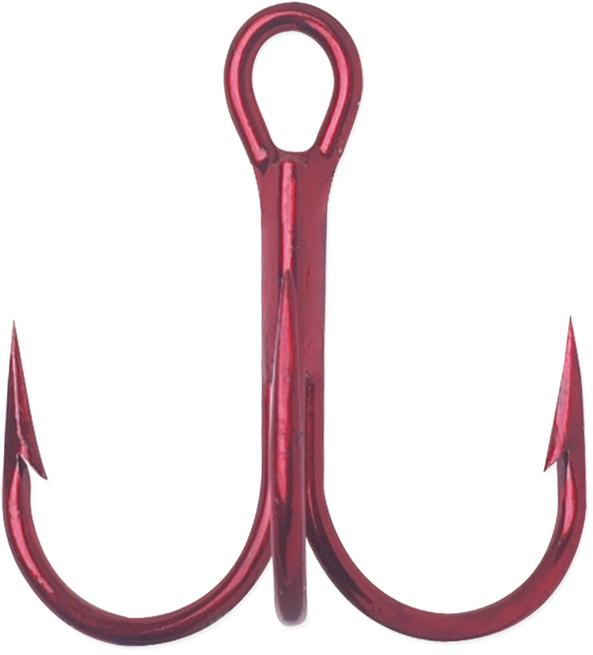 VMC Short Shank Round Bend 1X Treble Hooks 7pk Red