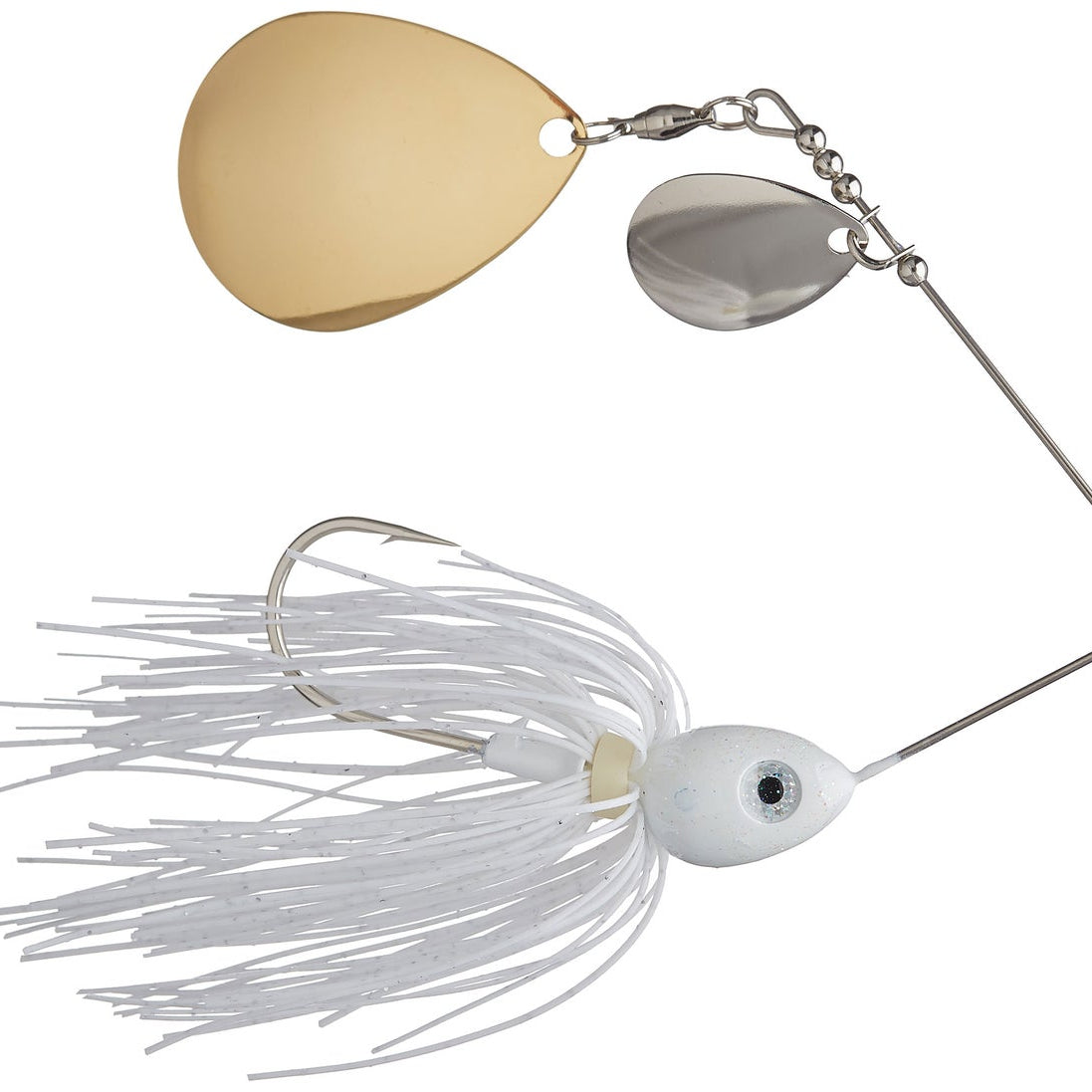 Santone Lures Pretender Double Colorado Spinnerbait White - DBL Colorado Nkl Gld