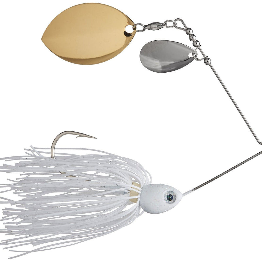 Santone Lures Pretender Colorado Turtle Spinnerbait White - Col Slv Turt Gld