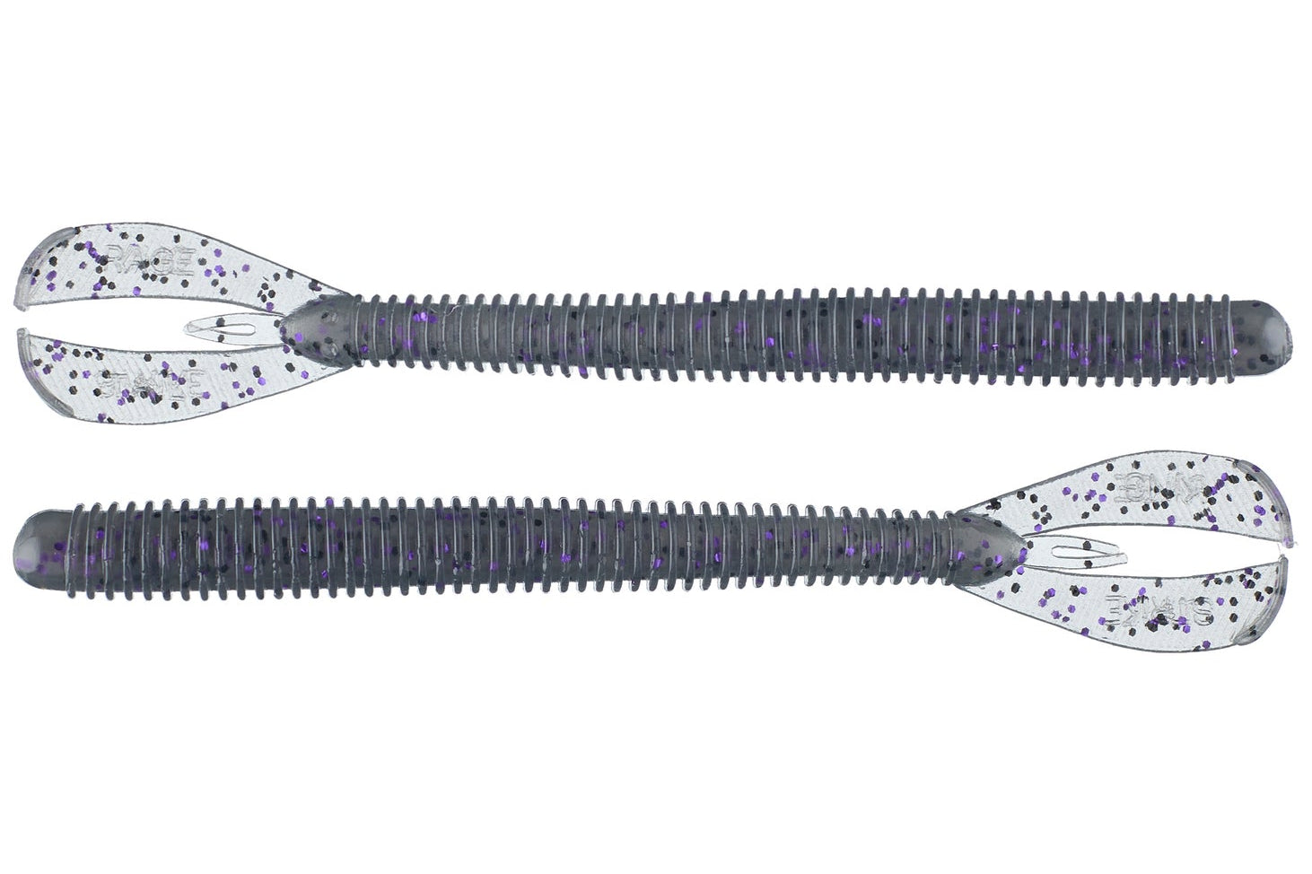 Strike King Rage Twin Tail Menace Worm 6" Smoke Gold Purple Flake