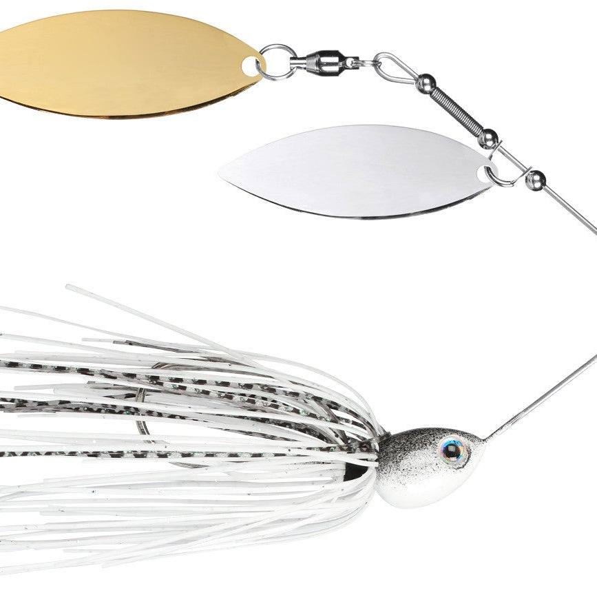 Santone Lures M Series Double Willow Spinnerbait White Shadow - DBL Wil Slv Gld