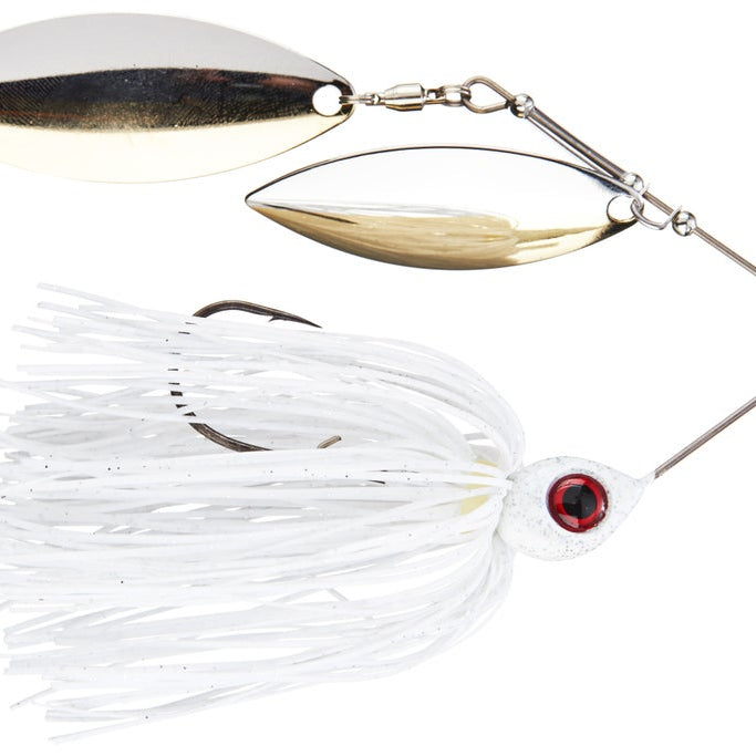 Head Hunter Nasty 50/50 Double Willow Spinnerbait White Silver Glitter