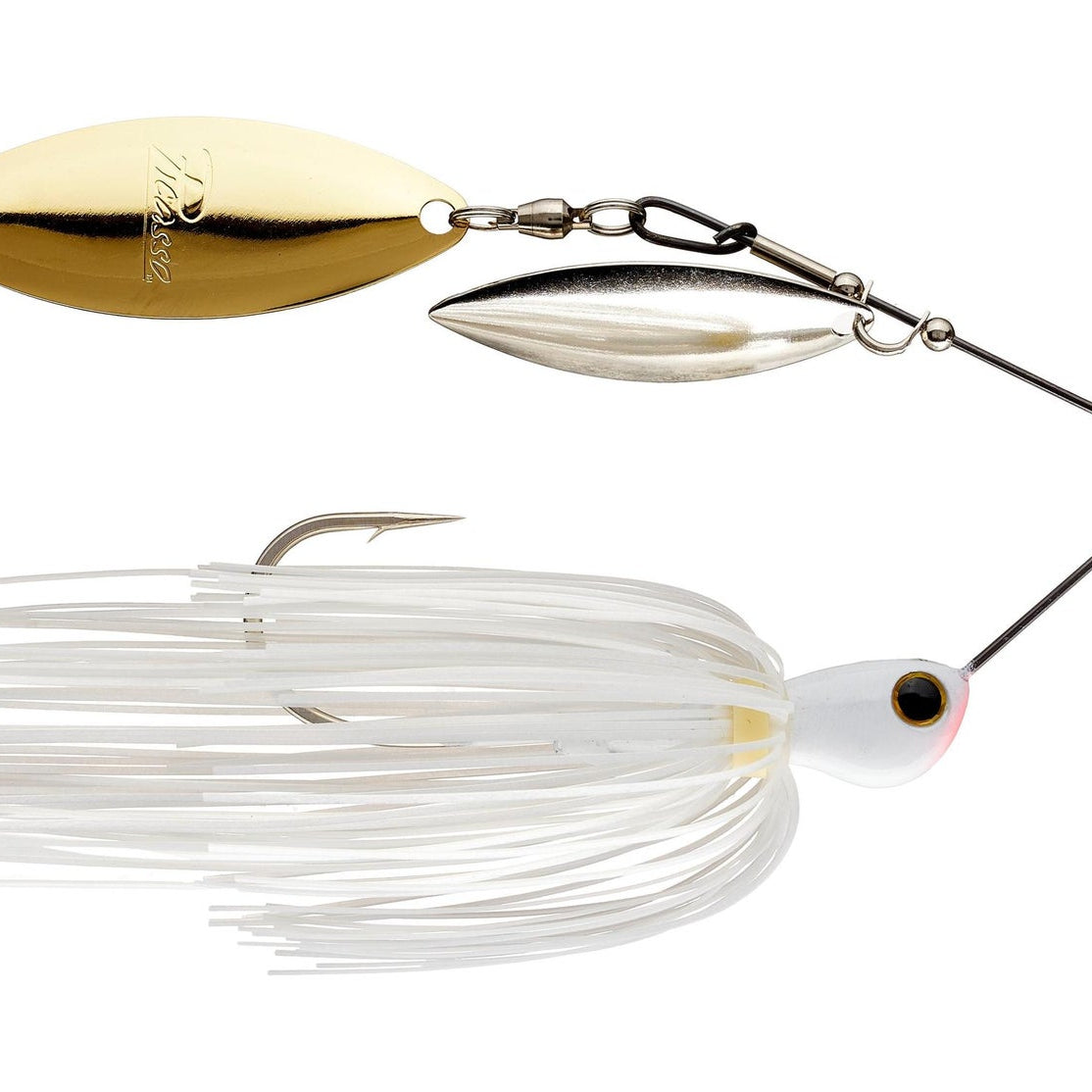 Picasso Titanium HP Double Willow Spinnerbaits White Pearl Nickel Gold