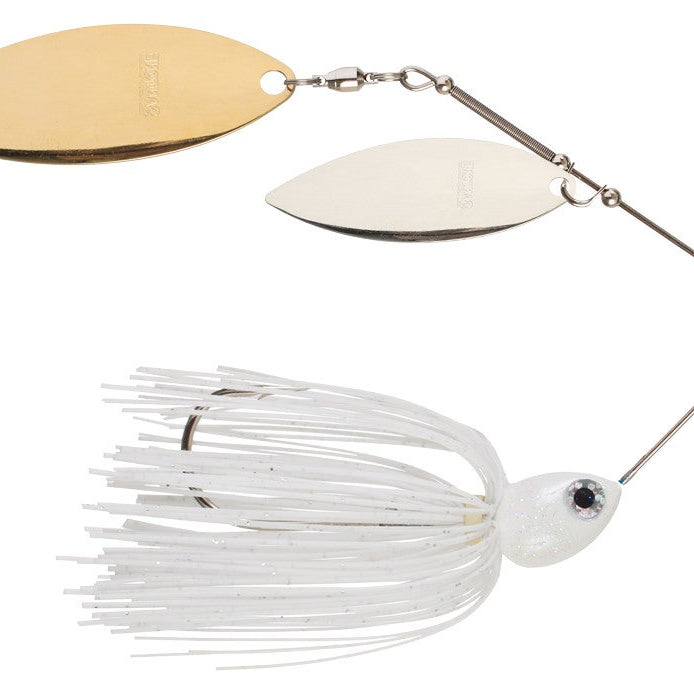 Santone Lures Pretender Double Willow Spinnerbait White - DBL Wil Slv Gld