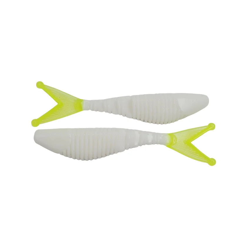 Cross Bait Wack'm Fish Tail Trailer White Chartreuse tail