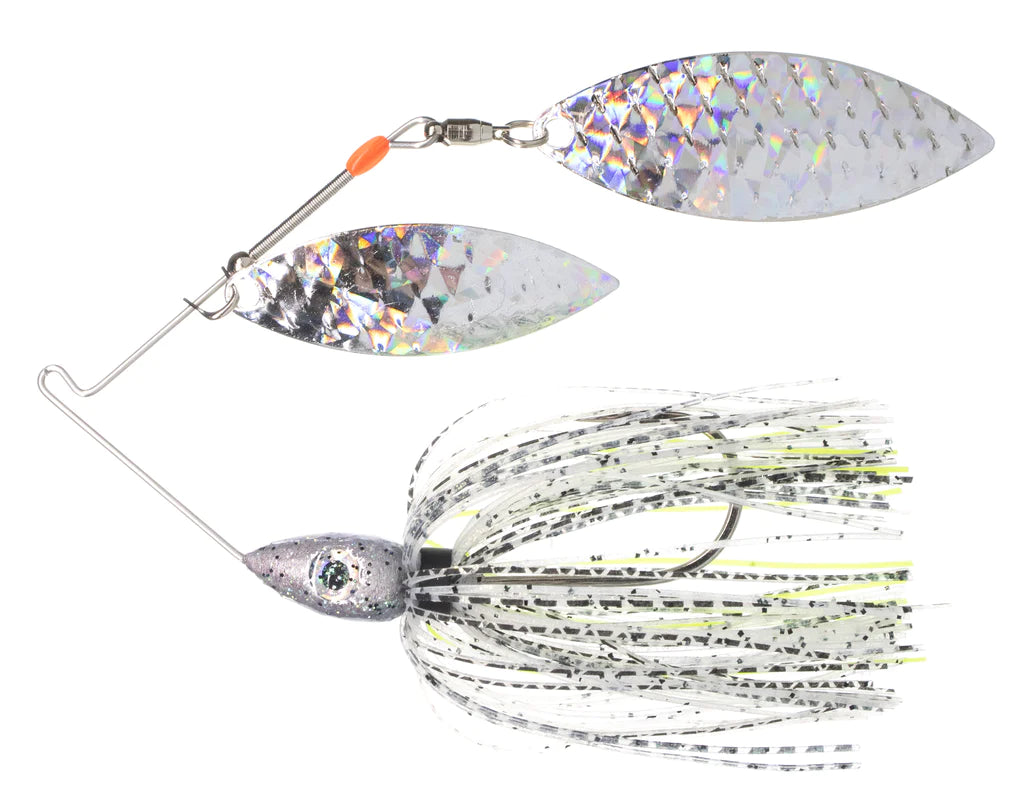 Pulsator Shattered Glass Spinnerbait Bombshell Bass Silver Glass 1 2oz
