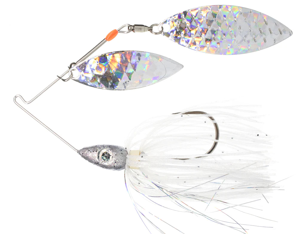 Pulsator Shattered Glass Spinnerbait Green Crystal Tinsel Silver Glass 3 8oz