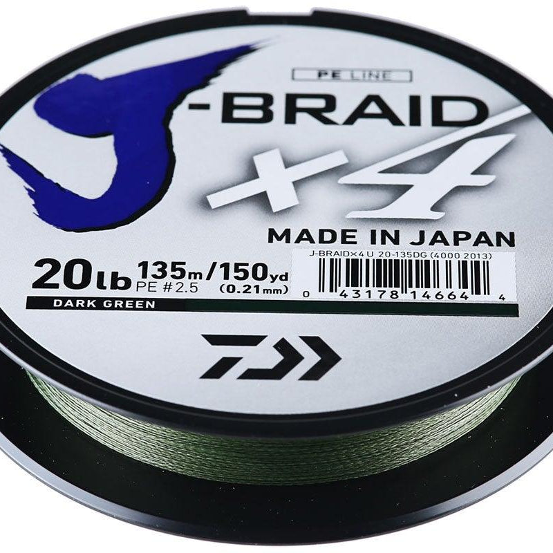 Daiwa J-Braid X4 Braided Line 150 80lb Dark Green