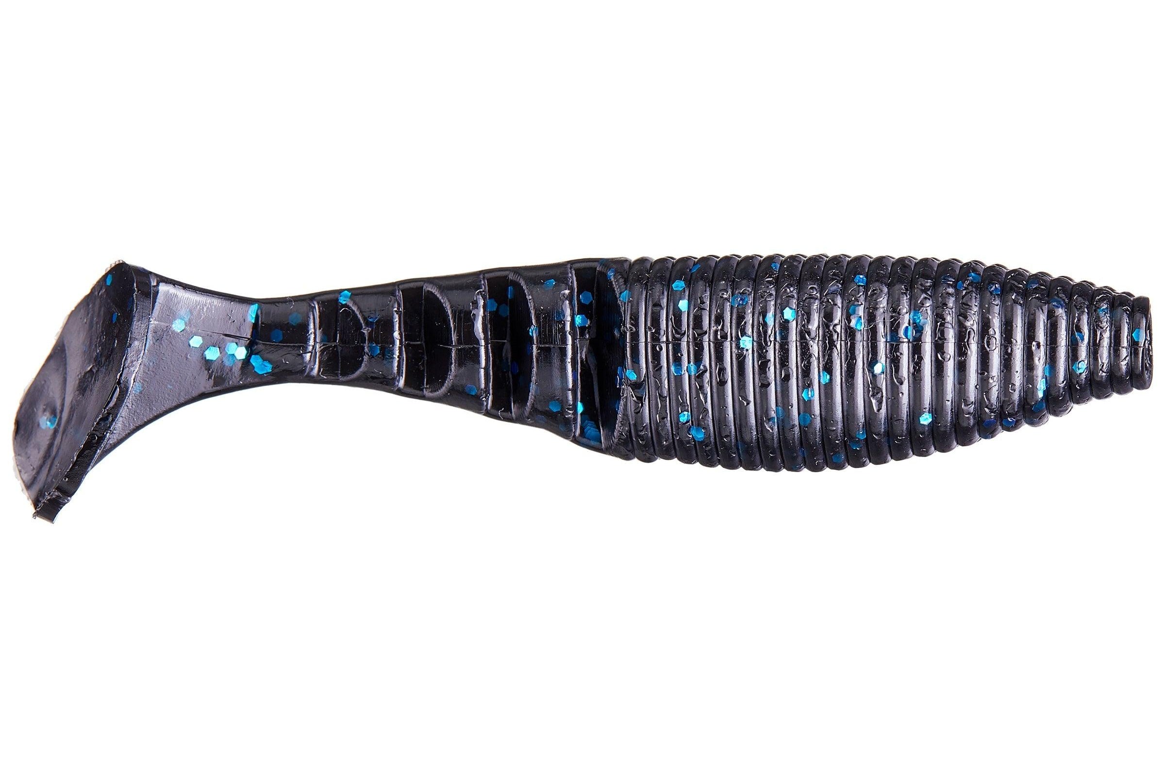 Yamamoto Paddle Tail Zako 4" Black W LG Blue Flk 021