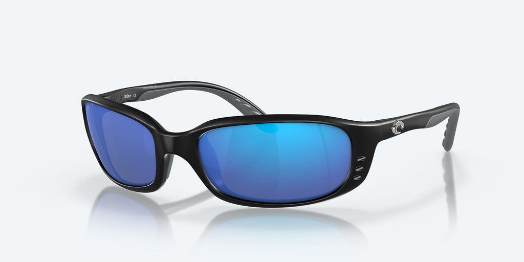 Costa Brine Matte Black - Blue Mirror Glass Lens