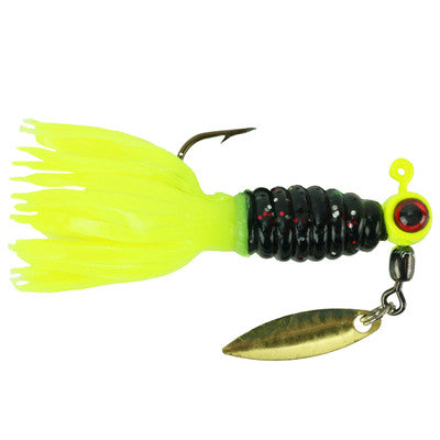 Mr. Crappie Sausage Head Spins Pre-Rigged Crappie Thunder Tuxedo Black Chartreuse 1