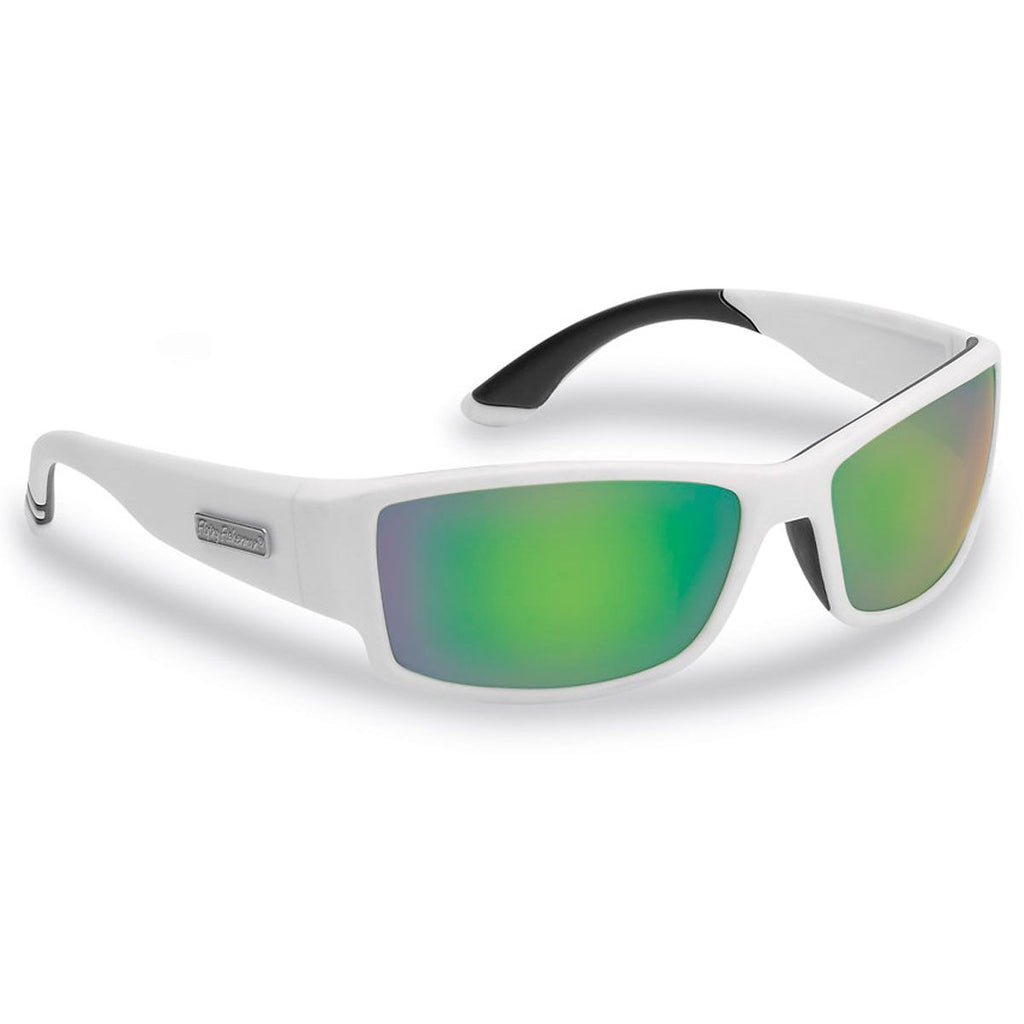 Flying Fisherman Polarized Sunglasses Razor Matte-White Amber Green Mirror