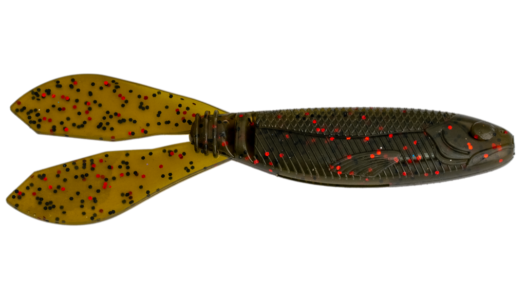 G-Ratt Baits Mixer Jig Trailers 5pk GREEN PUMPKIN RED FLAKE