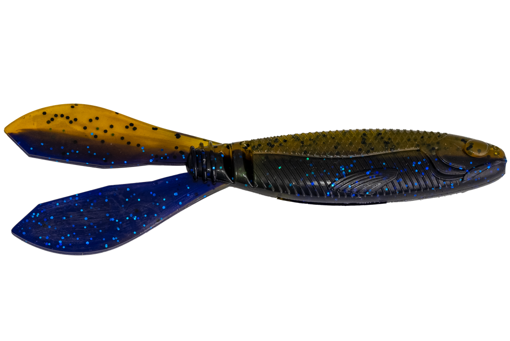 G-Ratt Baits Mixer Jig Trailers 5pk GREEN PUMPKIN BLUE FLAKE