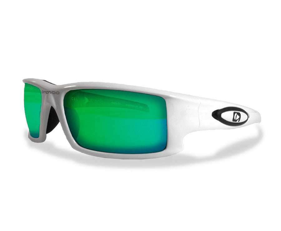 Amphibia Depthcharge Sunglasses Matte White Blue Storm (ANSI Rated)
