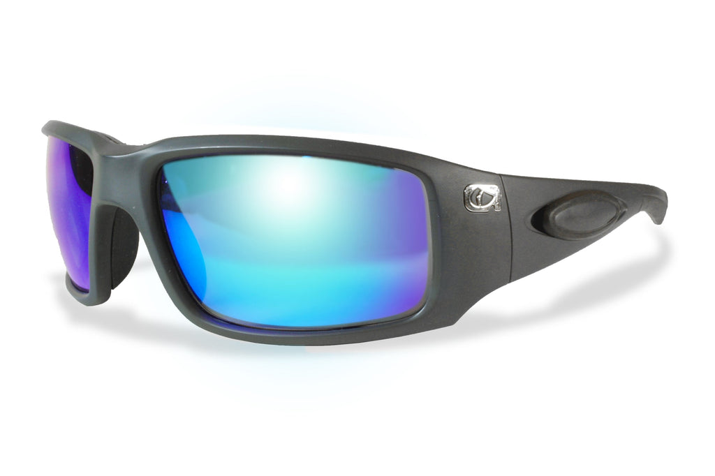 Amphibia Eclipse Sunglasses Matte Gunmetal Blue Shock (ANSI Rated)