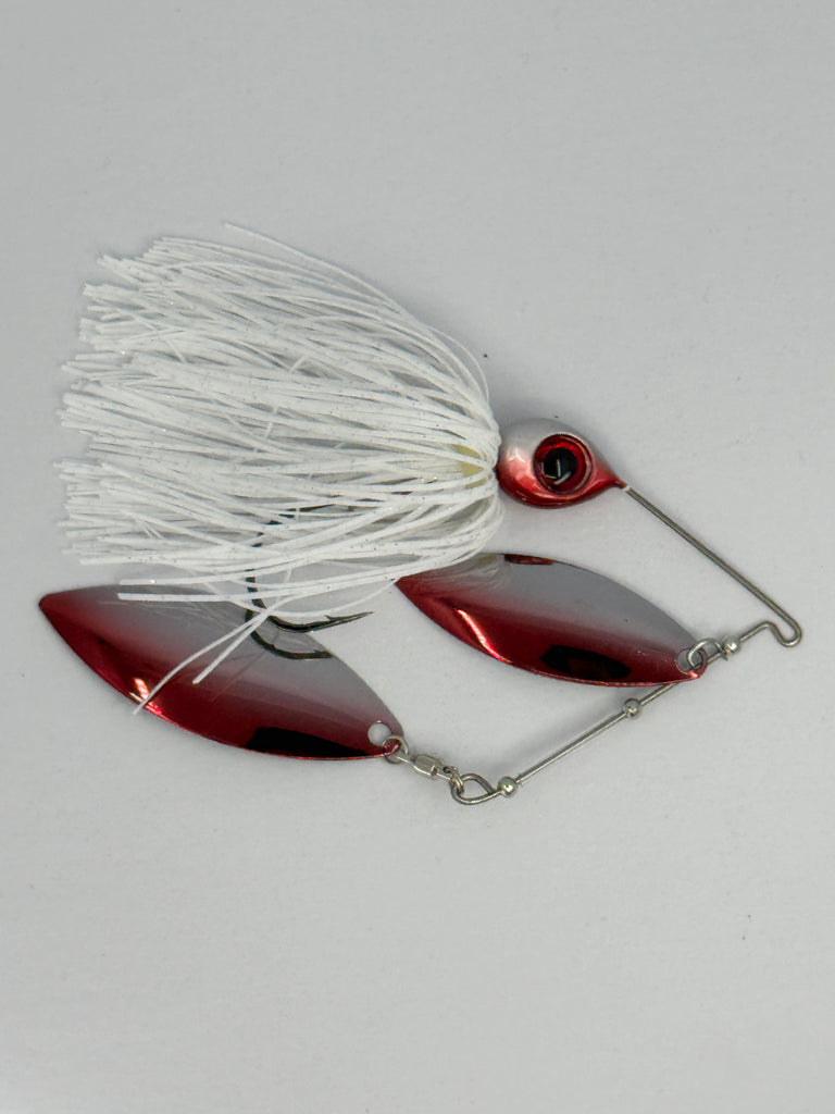 Head Hunter Nasty 50/50 Double Willow Spinnerbait Red Shiner White Silver Glitter