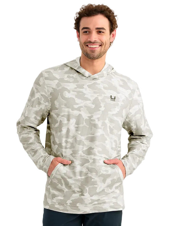 Huk Leeward Printed Fleece Hoodie Seagull Camo