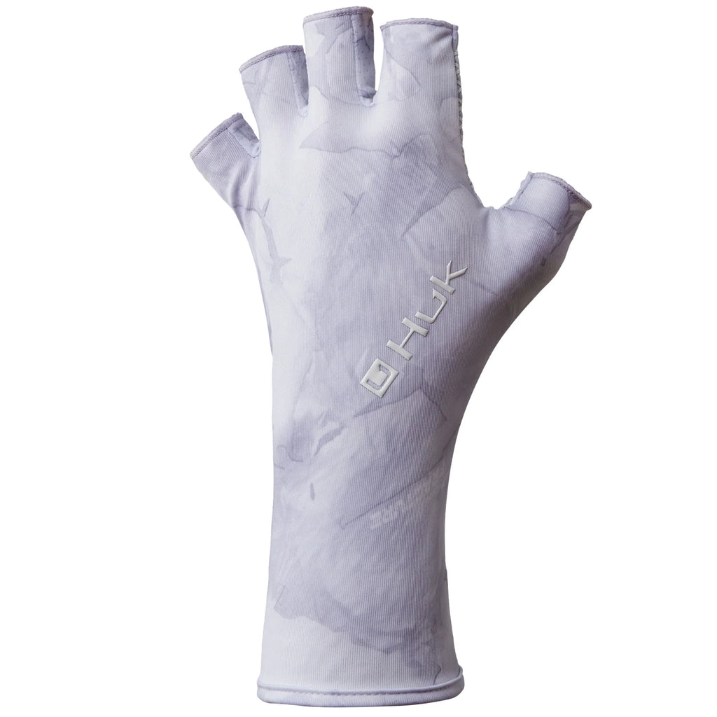 HUK Mens Fingerless Sun Gloves Mossy Oak Fracture Sun Glove