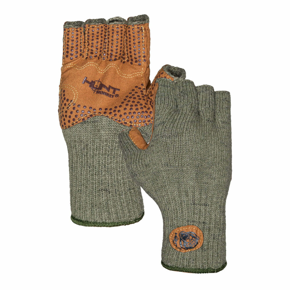 Fish Monkey Wooly Half Finger Wool Fishing Glove Green