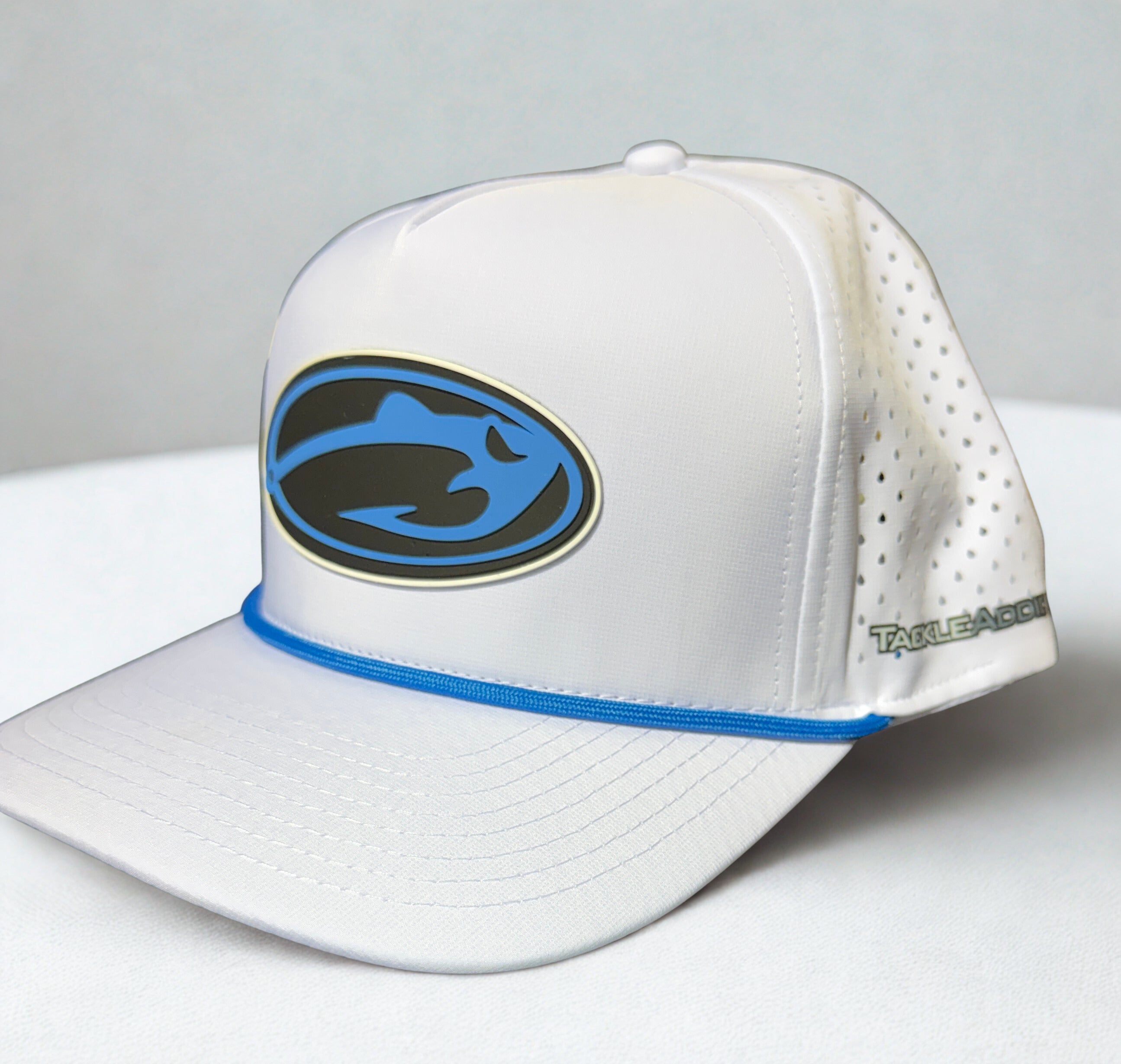 Tackle Addict Hat White Blue Rope w Logo