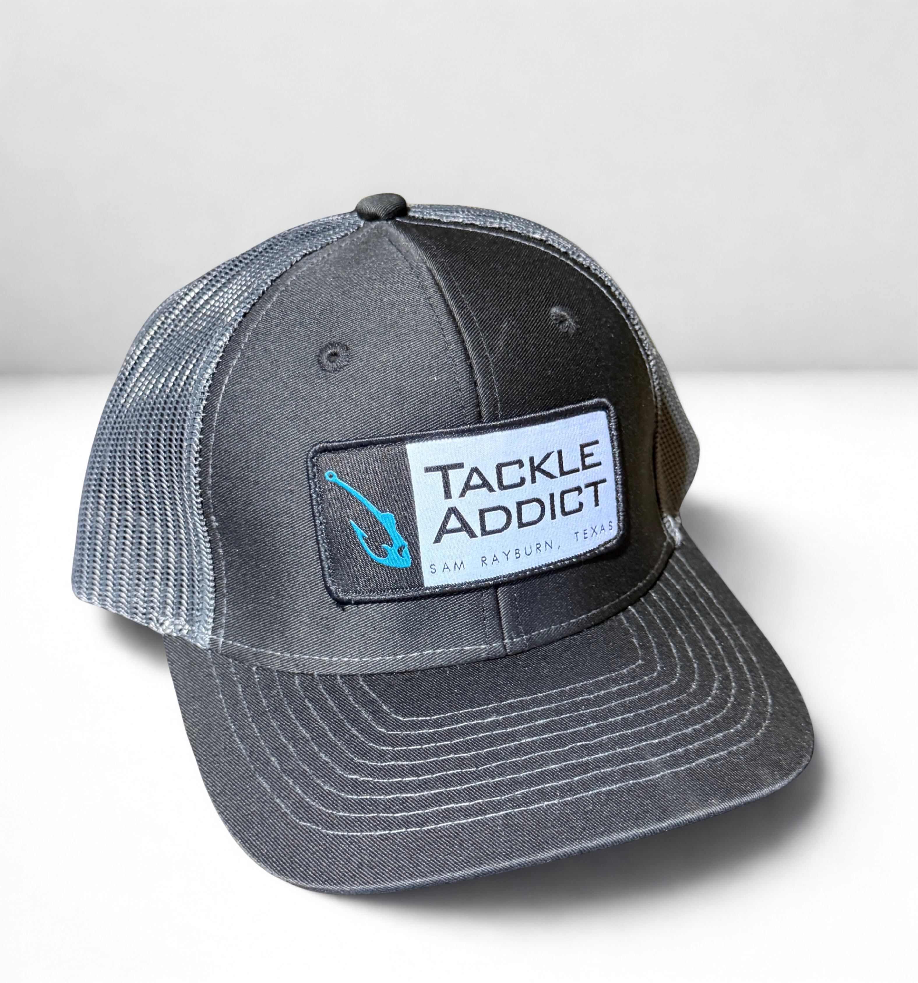 Tackle Addict Hat Black Patch w Gray Mesh