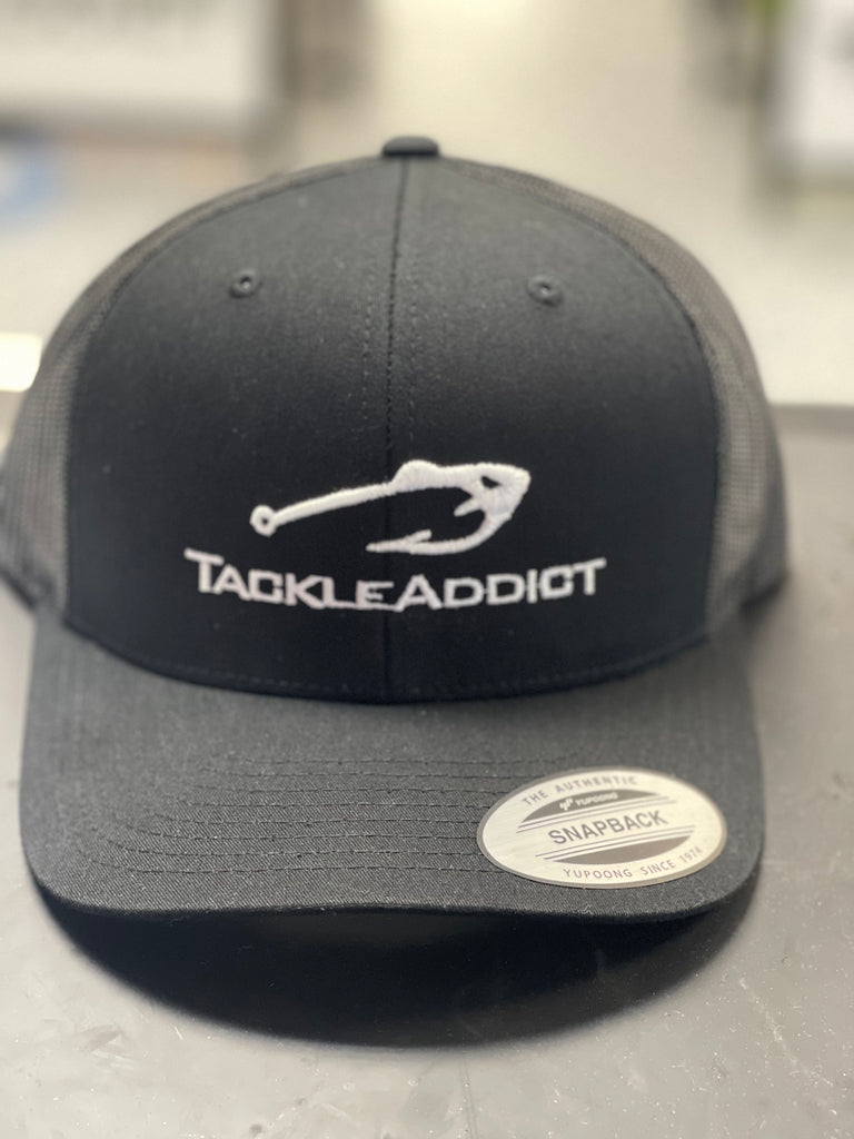 Tackle Addict Hats All Black w White Full Logo Yupong
