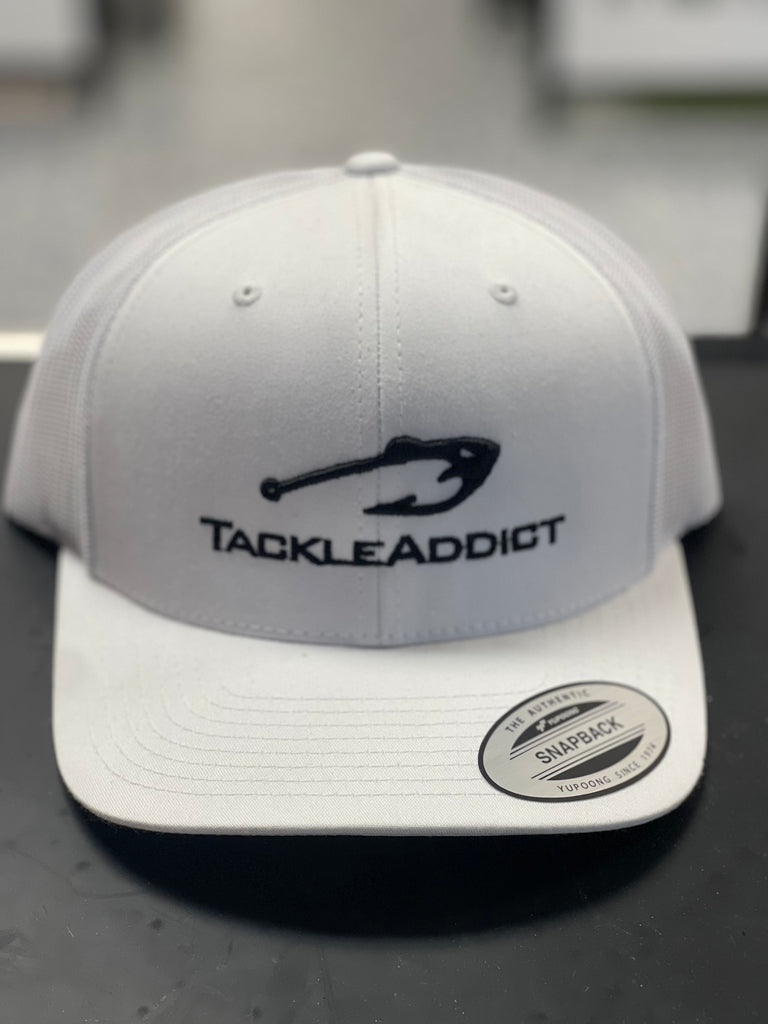 Tackle Addict Hats All White w Black Full logo Yupong