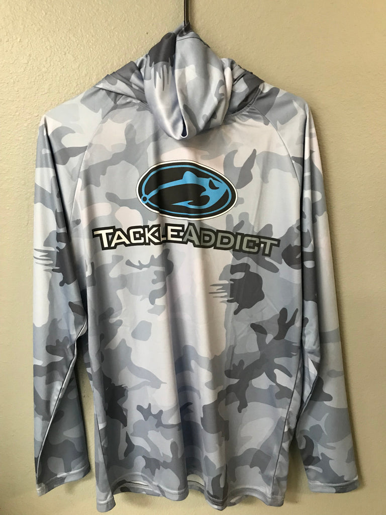 Tackle Addict Youth Performance Shirts long sleeve with hood Blue Camo