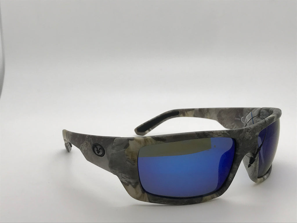 Flying Fisherman Polarized Sunglasses Sargasso Matte-Camo Smoke-Blue Revo Pearl coating
