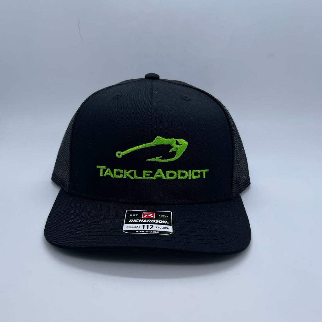 Tackle Addict Hats Black Black Lime Green Logo R112