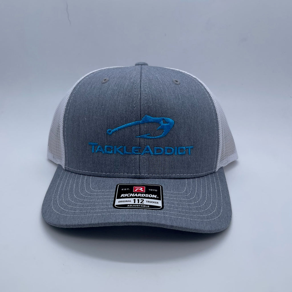 Tackle Addict Hats Gray White Blue Logo R112
