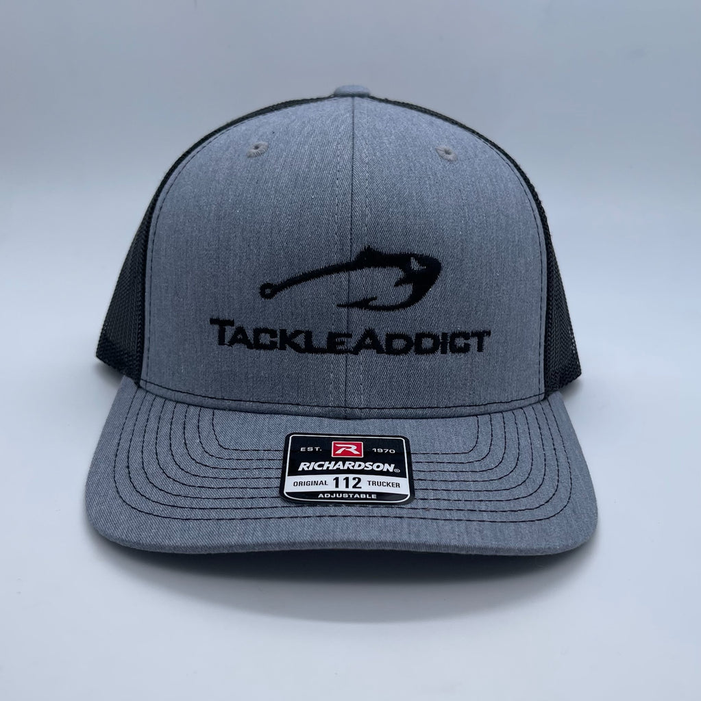 Tackle Addict Hats Charcoal Gray Black Black Logo R112