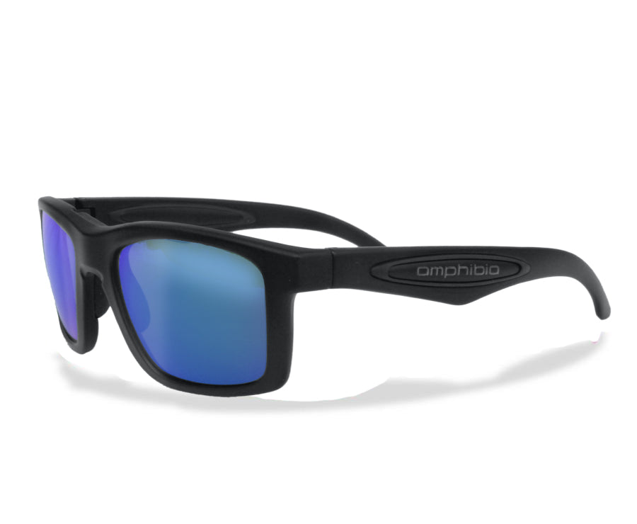 Amphibia Lotus Sunglasses Matte Gunmetal Blue Shock (Brown Base Double Blue Mirror)
