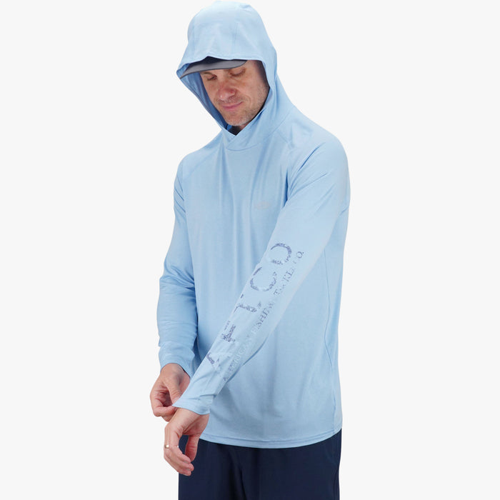 Aftco Samurai Sun Protection Hoodie Shirt Airy Blue Heather