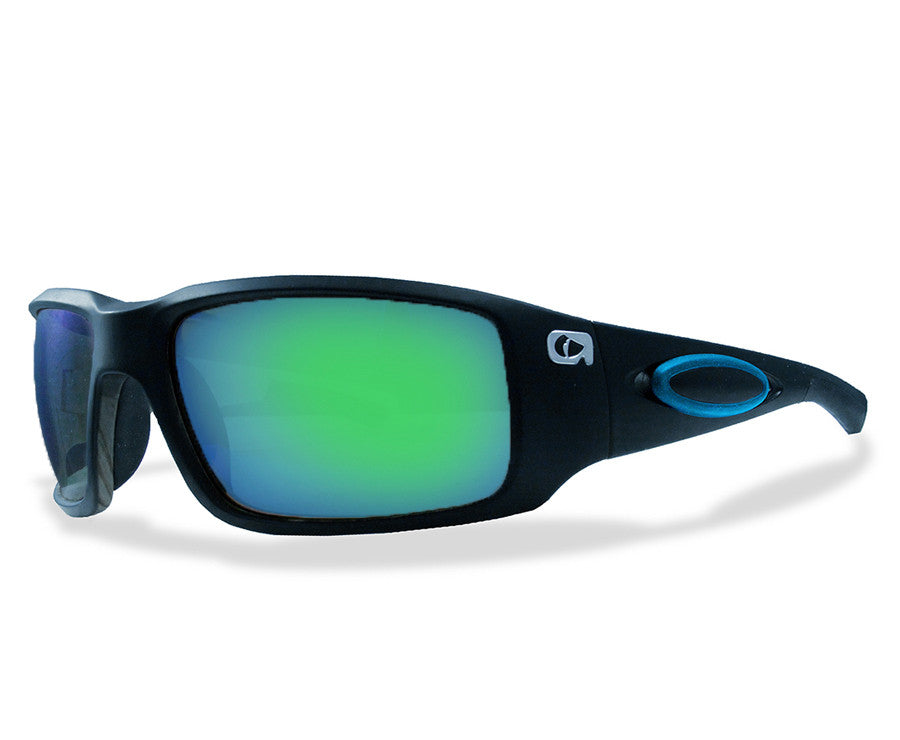 Amphibia Eclipse Sunglasses Matte Black Blue Rubber Blue Storm (ANSI Rated)