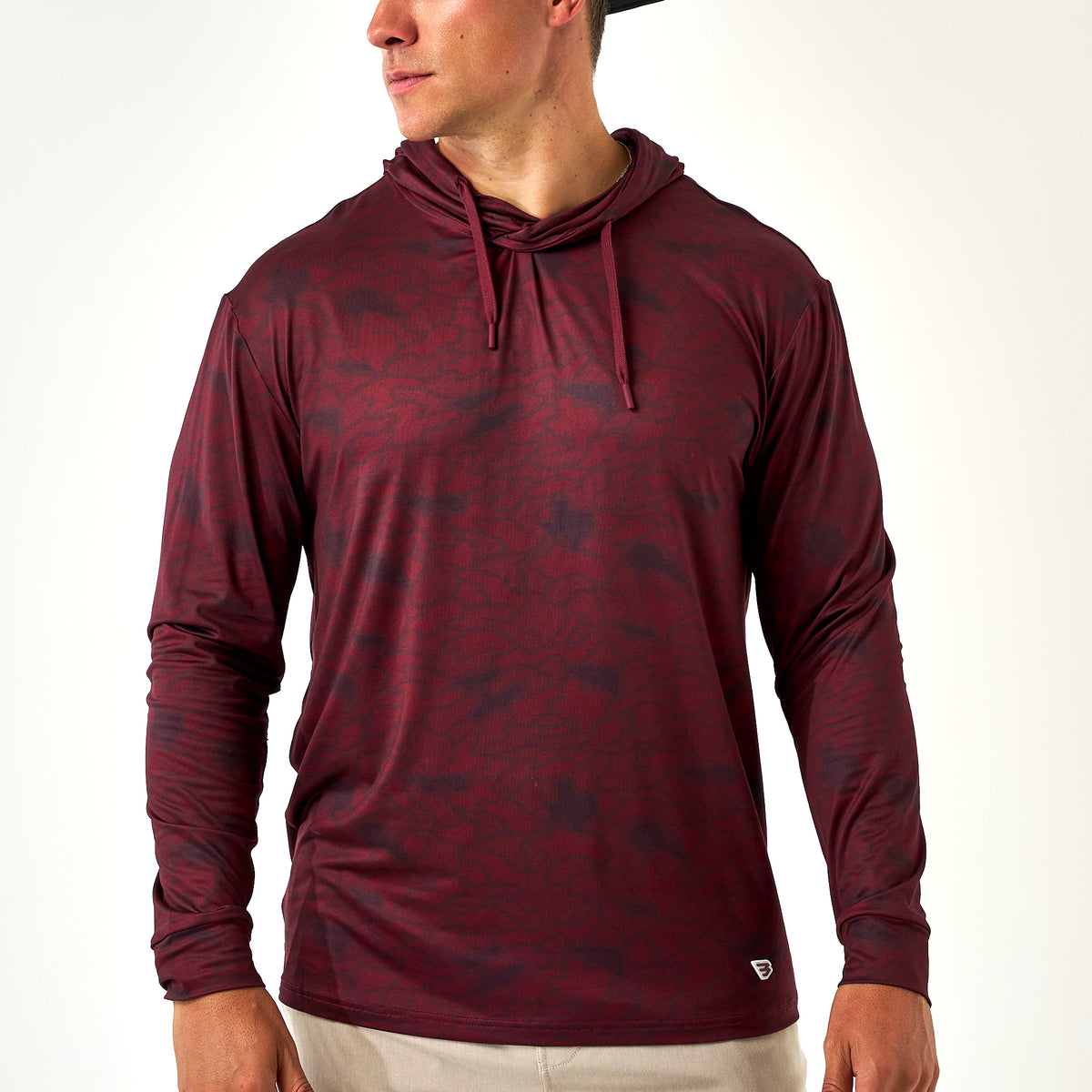 Burlebo Performance Hoodie Maroon Texas Camo
