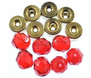 Top Brass Pro Ticker 10pk Brass Weight Red Beads