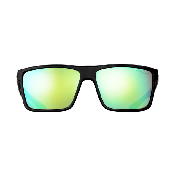 Waterland Men's Sunglass - Slaunch Black Frame - Green Mirror Poly