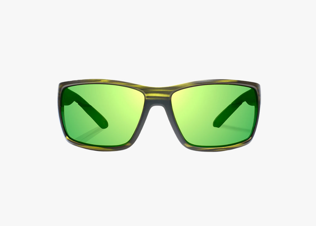 Bajio Bales Beach Sunglasses Green Strip Matte/Green Mirror Glass
