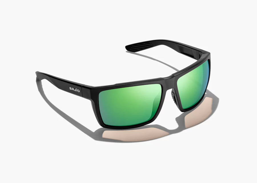 Bajio Stiltsville Sunglasses Black Matte Green Mirror Glass