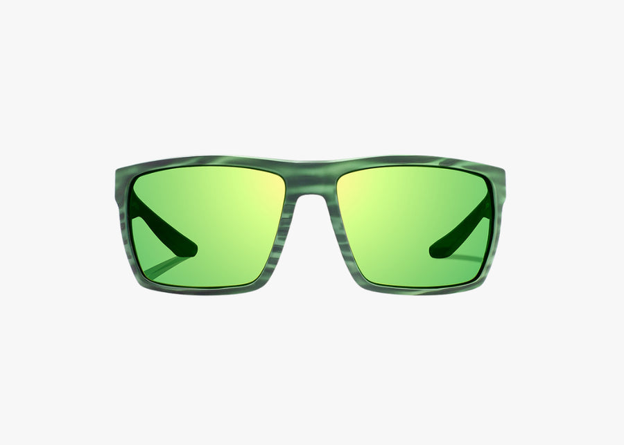 Bajio Stiltsville Sunglasses Green Stripe Matte Green Mirror Glass