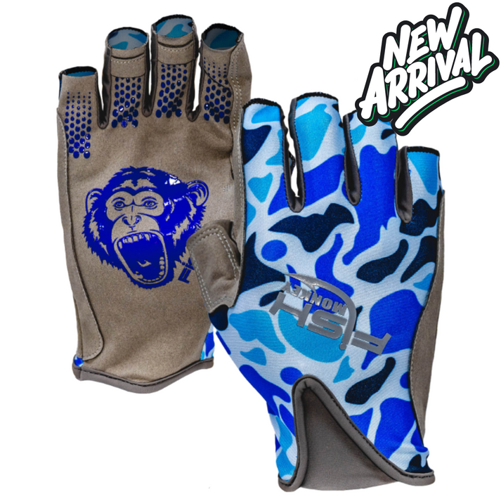 Fish Monkey Pro Guide Gloves Old School Blue